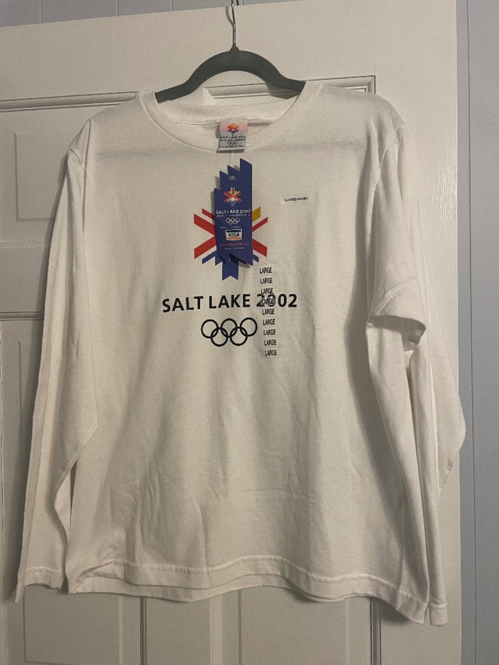 Salt Lake City Olympics 2002 Vintage White Long Sleeve T-Shirt Large New w Tags